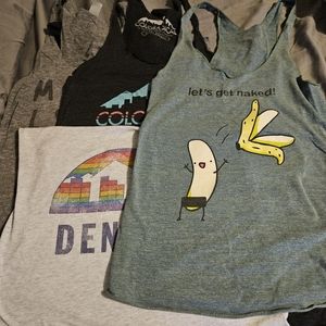 SET OF 7🌺 LOOSE RACERBACK TANKS-PRINT AND BLANK